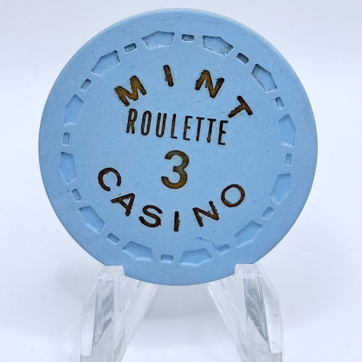Mint Las Vegas Nevada 1967 Series 203 Roulette Lt Blue Casino Chip N1923
