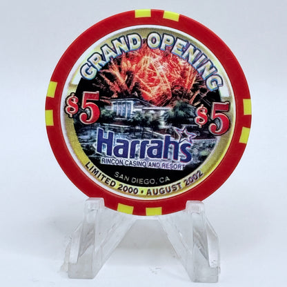 Harrah's Rincon Valley Center California 2002 'Grand Opening' LE $5 Casino Chip