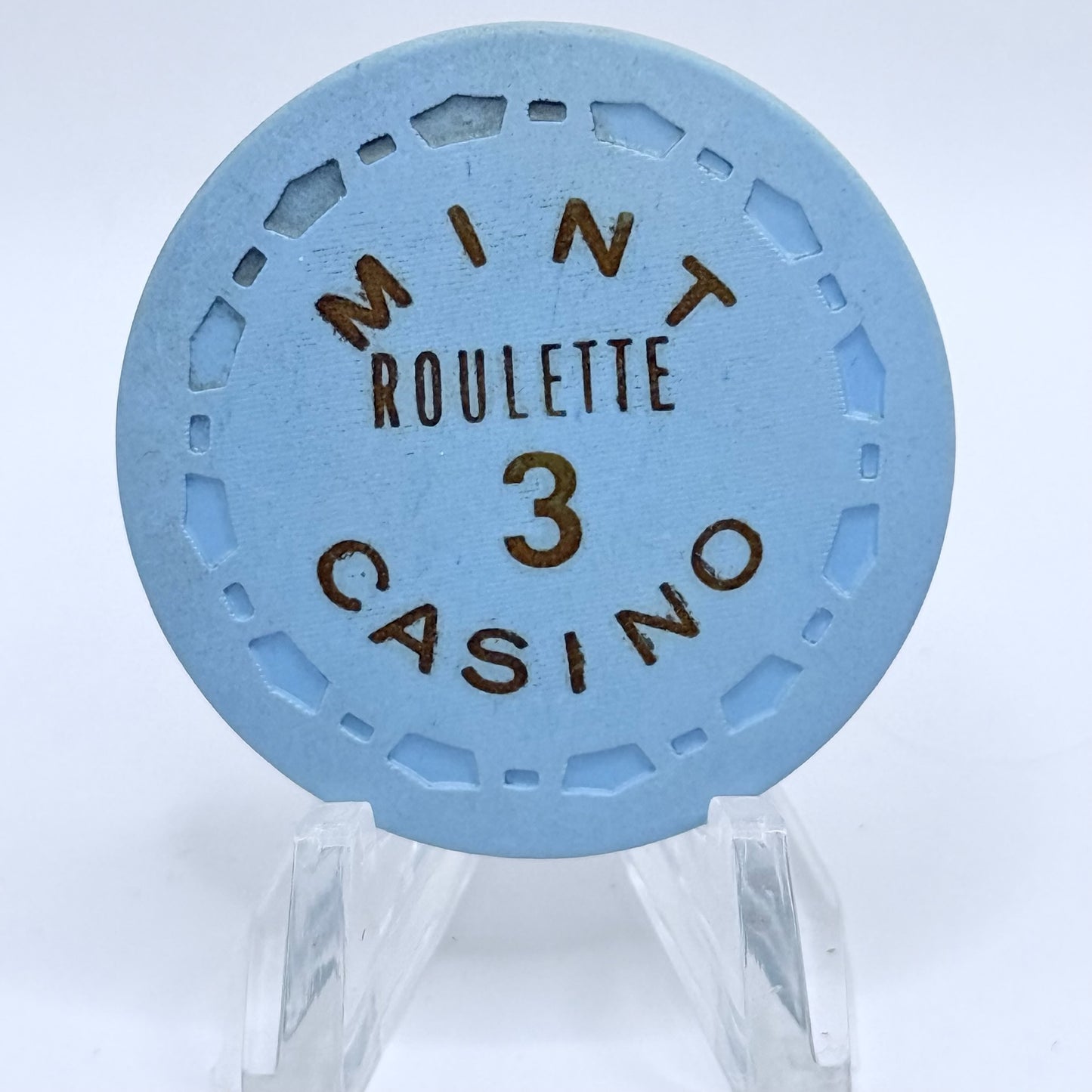 Mint Las Vegas Nevada 1967 Series 203 Roulette Lt Blue Casino Chip N1923