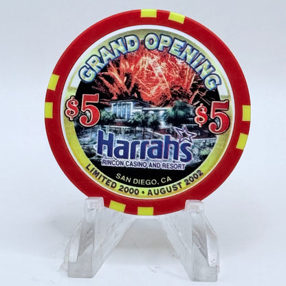 Harrah's Rincon Valley Center California 2002 'Grand Opening' LE $5 Casino Chip