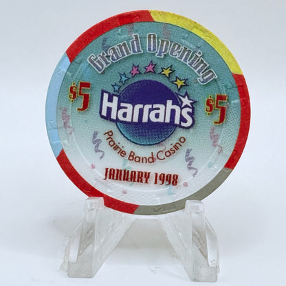 Harrah's Prairie Band Mayetta Kansas 1998 'Grand Opening' LE $5 Casino Chip