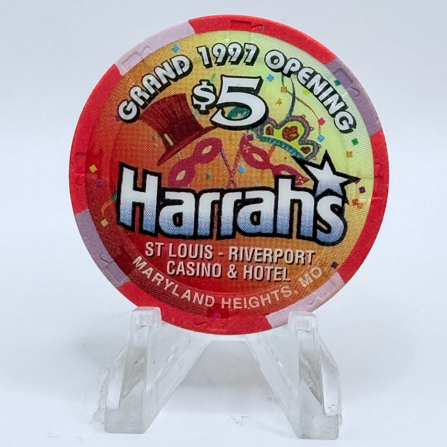 Harrah's Maryland Heights Missouri 1997 'Grand Opening' LE $5 Casino Chip