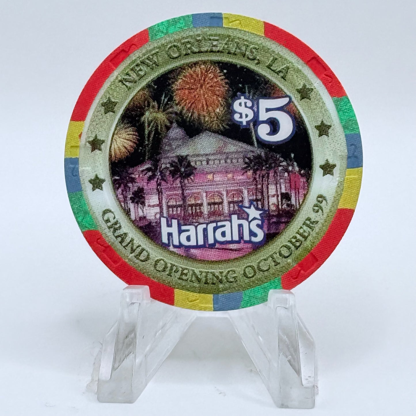 Harrah's - New Orleans New Orleans Louisiana 1999 'Grand Opening' LE $5 Casino Chip