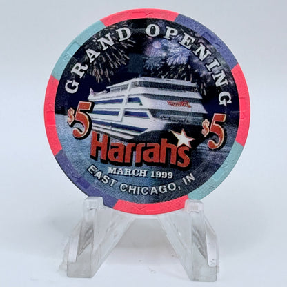 Harrah's Showboat Marina East Chicago Indiana 1999 'Grand Opening' LE $5 Casino Chip
