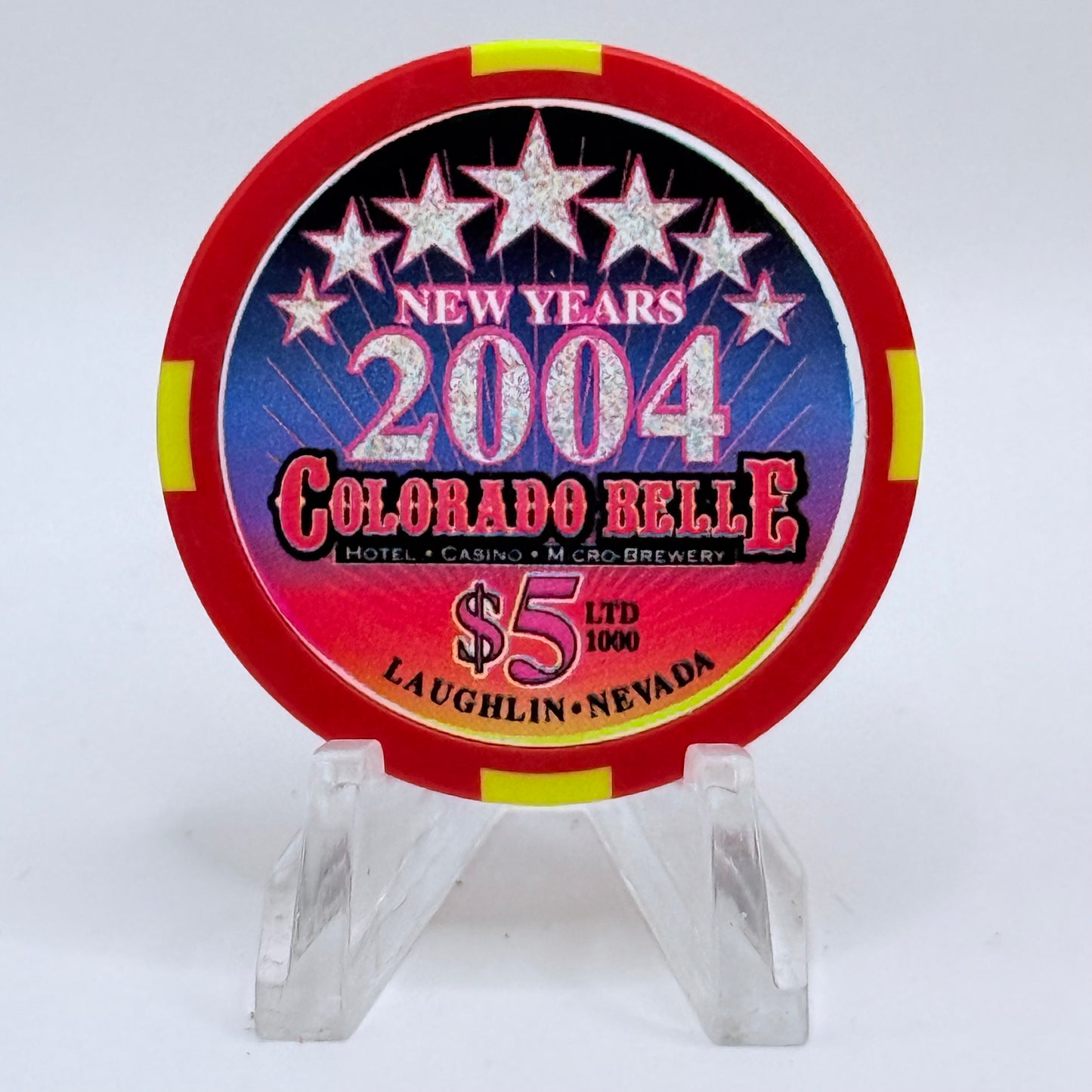 Colorado Belle Laughlin Nevada 2004 'New Years' LE $5 Casino Chip E4703