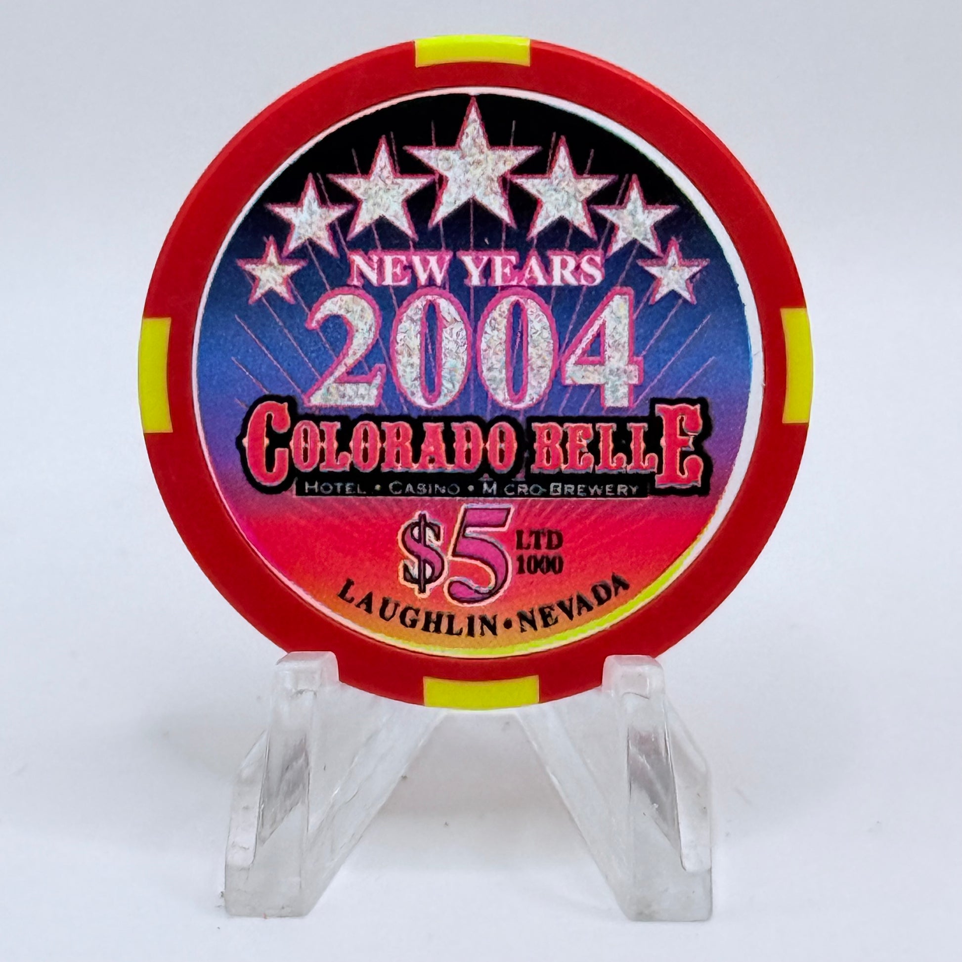 Colorado Belle Laughlin Nevada 2004 'New Years' LE $5 Casino Chip E4703