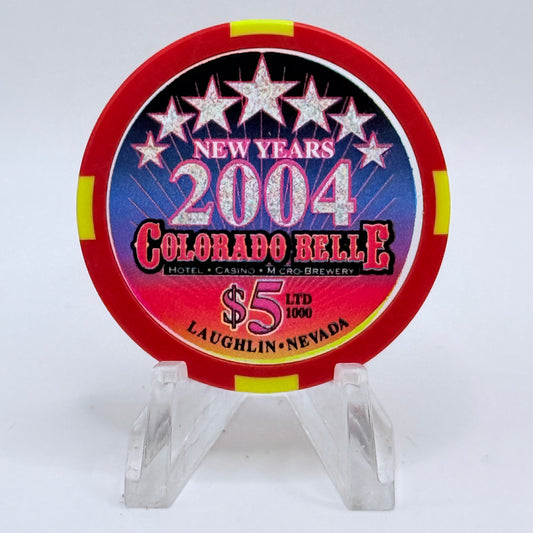 Colorado Belle Laughlin Nevada 2004 'New Years' LE $5 Casino Chip E4703