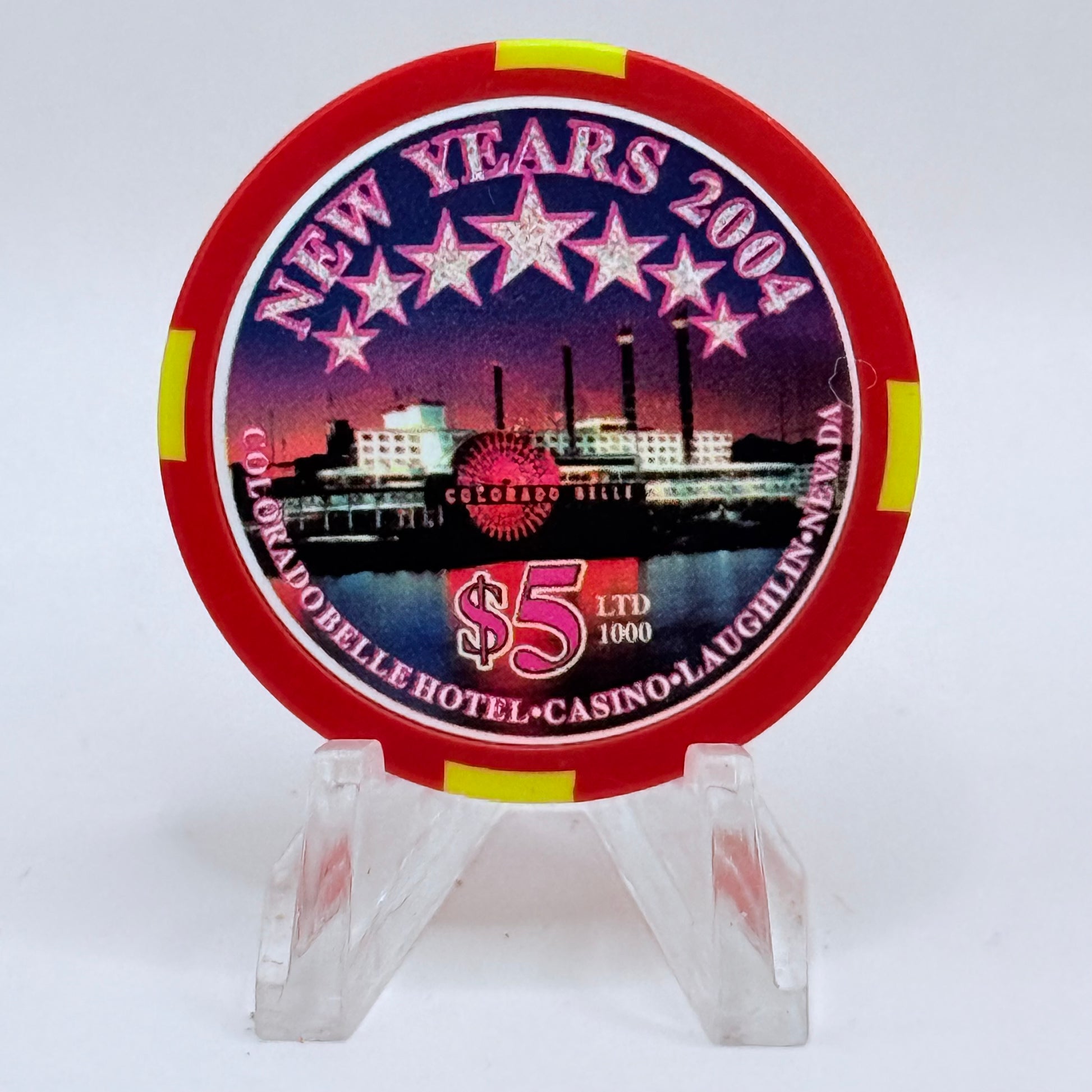Colorado Belle Laughlin Nevada 2004 'New Years' LE $5 Casino Chip E4703