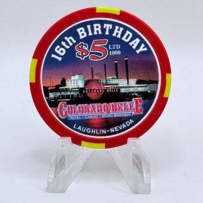 Colorado Belle Laughlin Nevada 2003 '16th Birthday - The Big Easy' LE $5 Casino Chip E0282