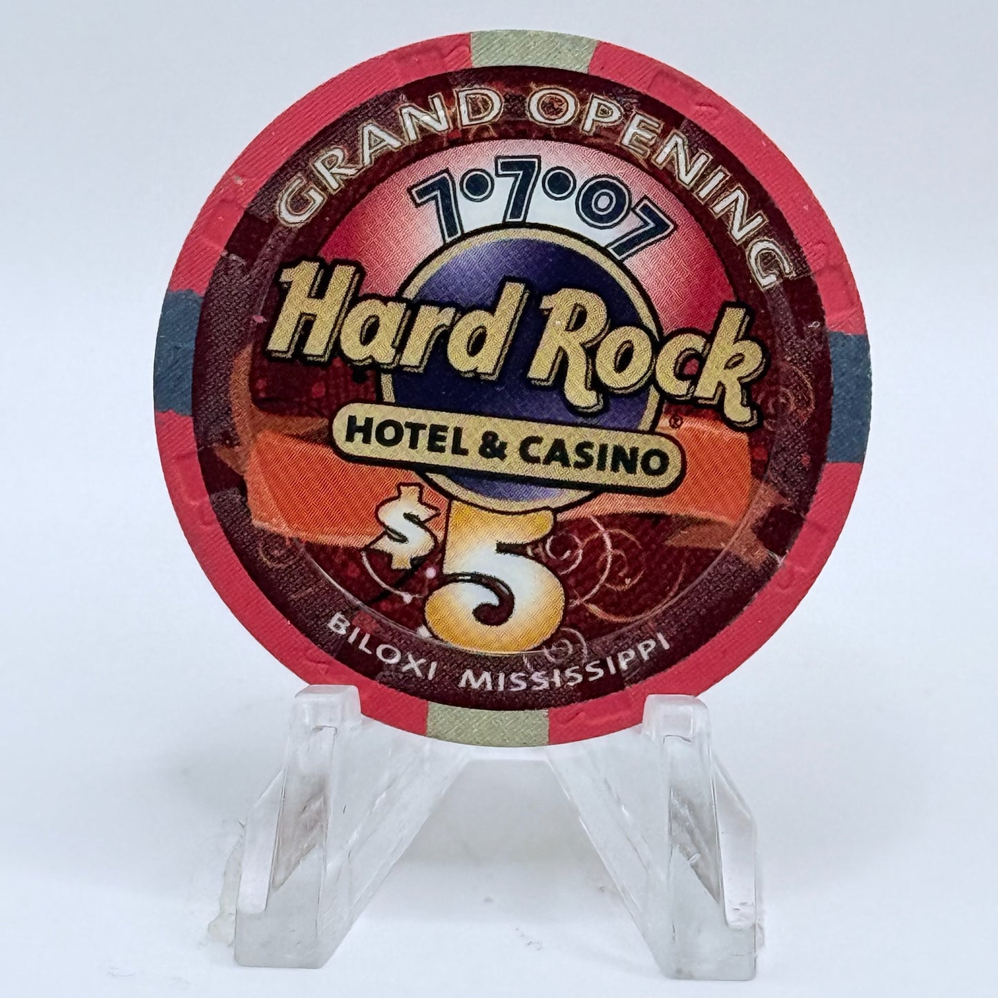 Hard Rock Biloxi Mississippi 2007 'Grand Opening' LE $5 Casino Chip