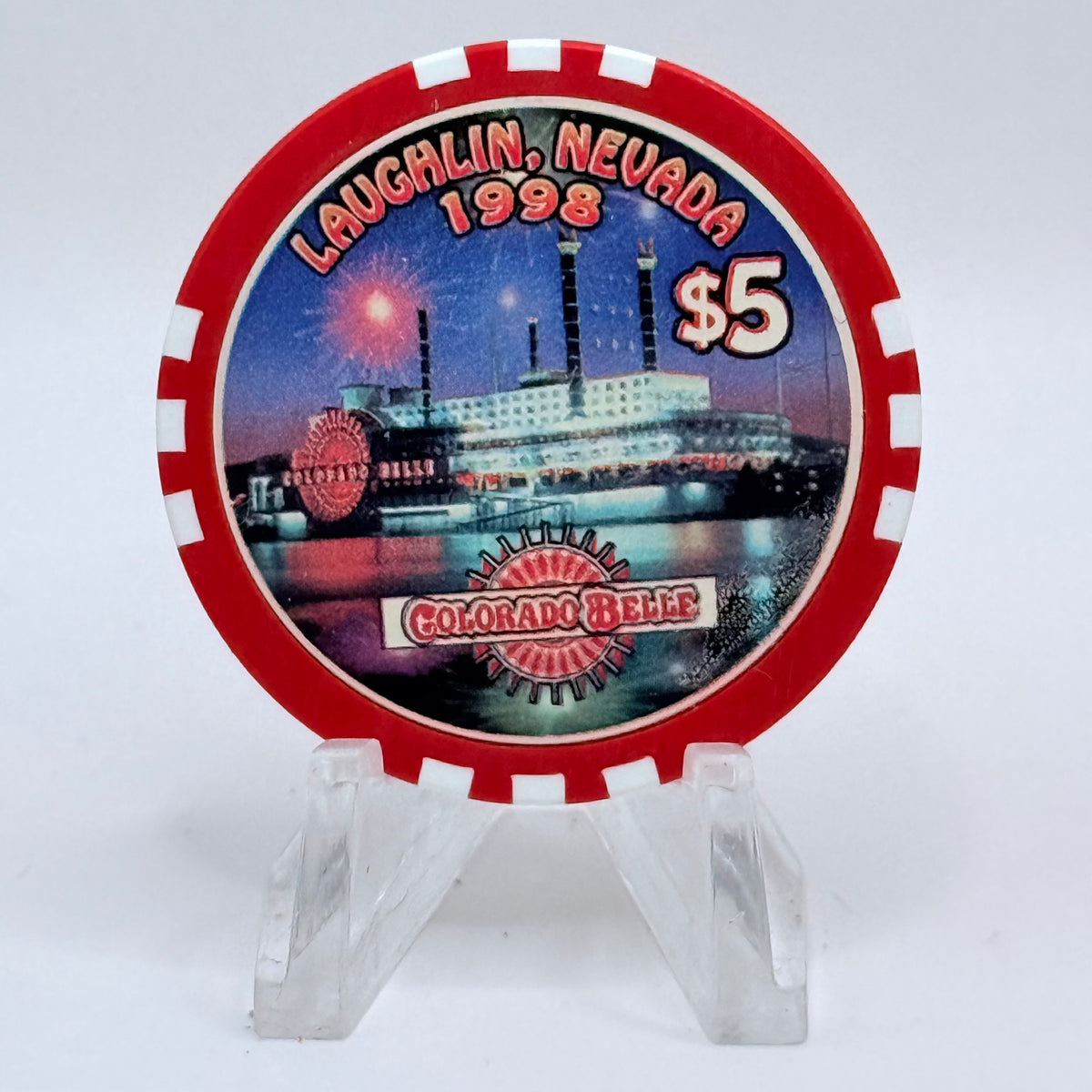 Colorado Belle Laughlin Nevada 1999 'Happy New Year' LE $5 Casino Chip V2305
