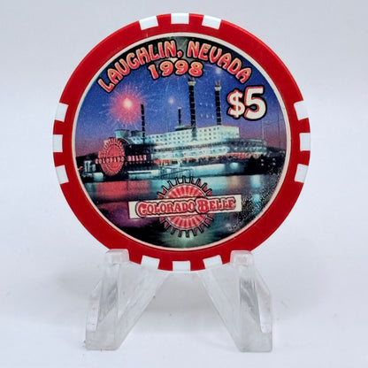 Colorado Belle Laughlin Nevada 1999 'Happy New Year' LE $5 Casino Chip V2305