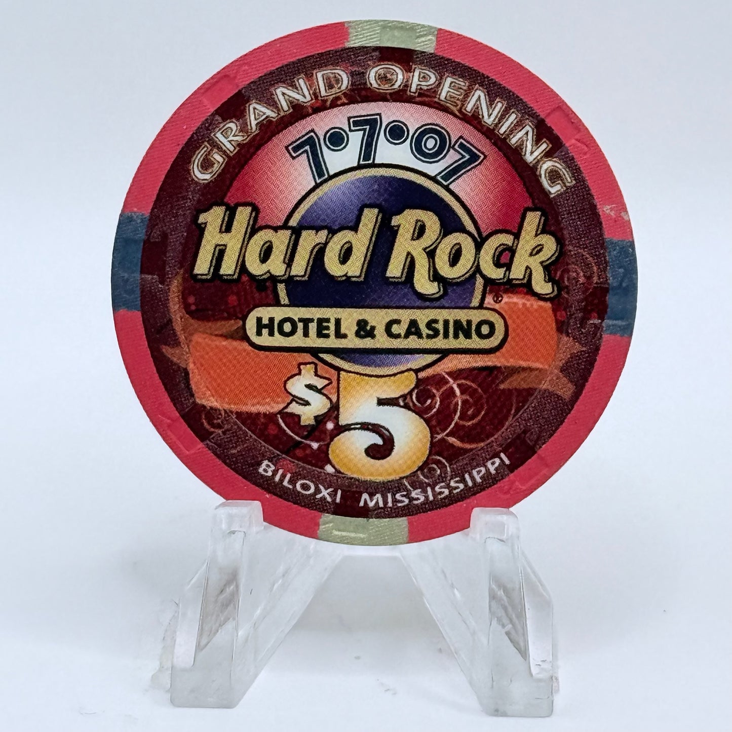 Hard Rock Biloxi Mississippi 2007 'Grand Opening' LE $5 Casino Chip