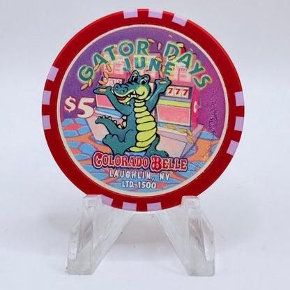 Colorado Belle Laughlin Nevada 1998 'Gator Days June' LE $5 Casino Chip V2304
