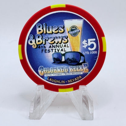 Colorado Belle Laughlin Nevada 2002 'Blues And Brews' LE $5 Casino Chip E8204