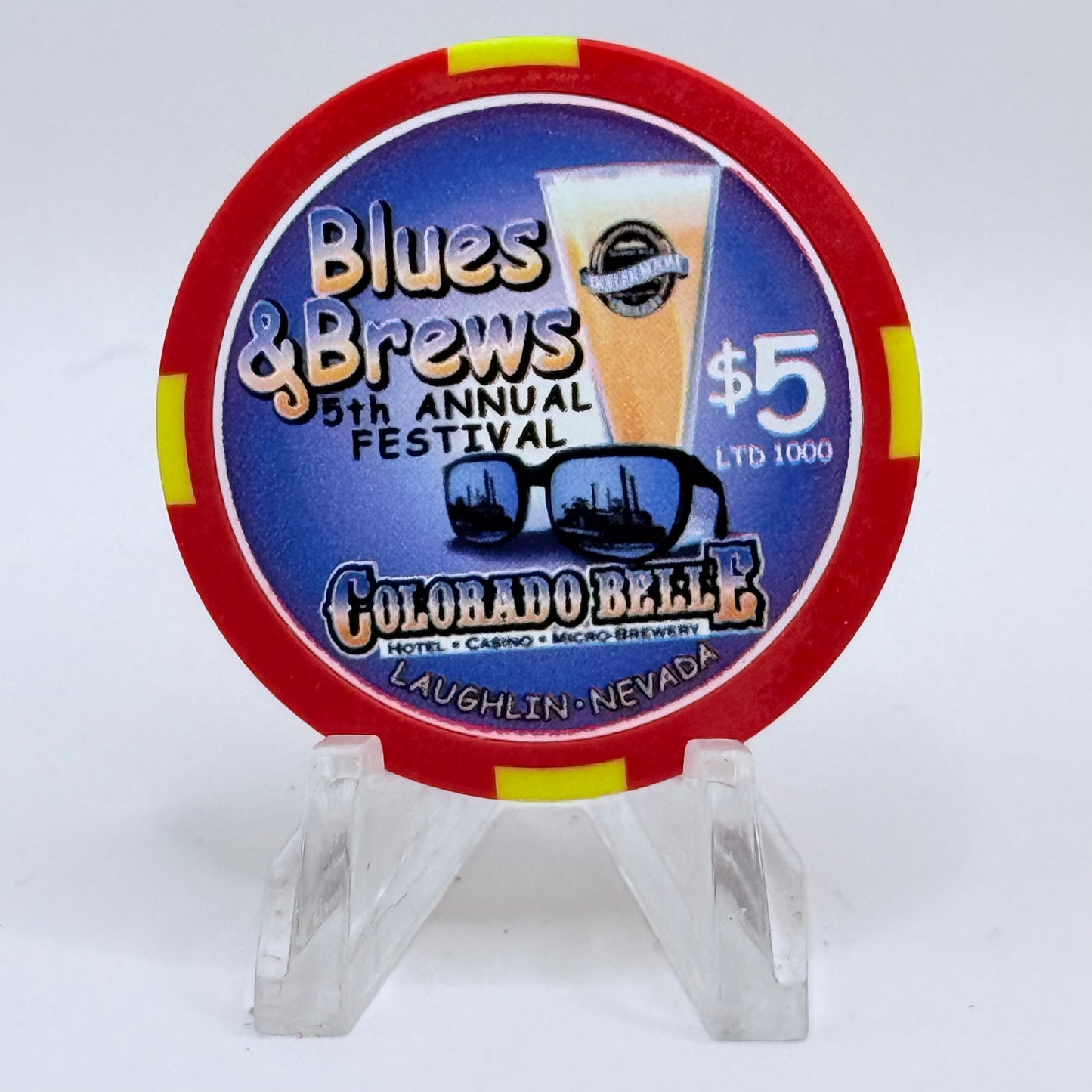 Colorado Belle Laughlin Nevada 2003 'Blues & Brews 5th Annual Festival' LE $5 Casino Chip E0285