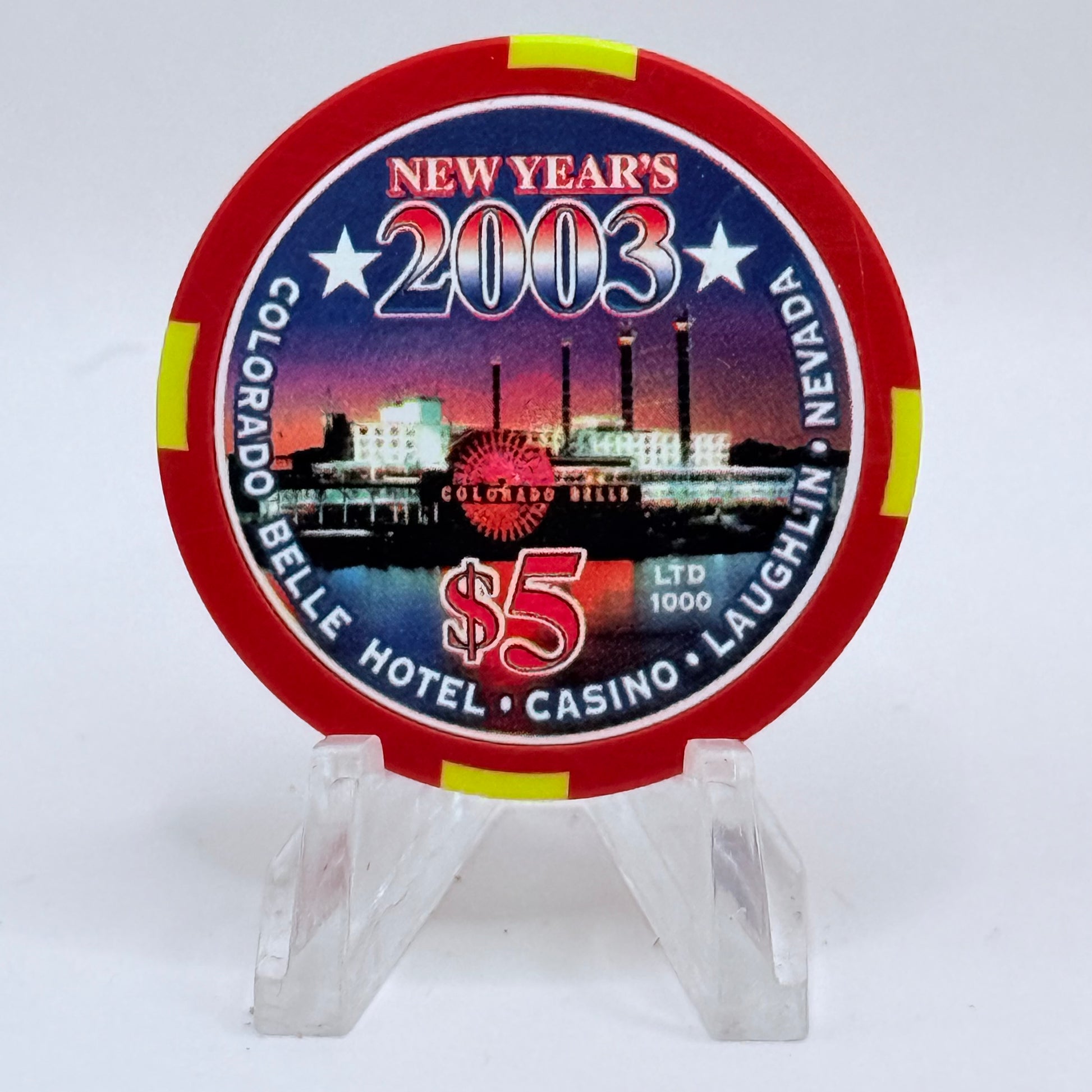 Colorado Belle Laughlin Nevada 2003 'New Years' LE $5 Casino Chip E0286