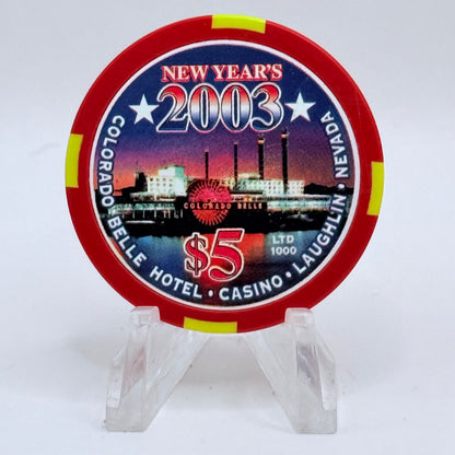 Colorado Belle Laughlin Nevada 2003 'New Years' LE $5 Casino Chip E0286