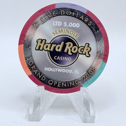 Seminole Hard Rock - Hollywood Hollywood Florida 2008 'Grand Opening' LE $5 Casino Chip