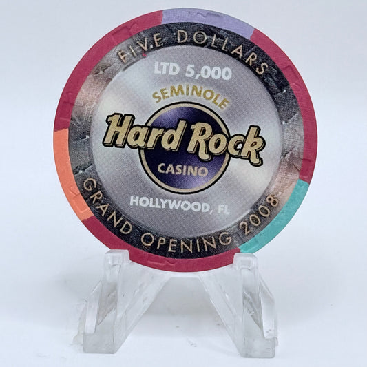 Seminole Hard Rock - Hollywood Hollywood Florida 2008 'Grand Opening' LE $5 Casino Chip