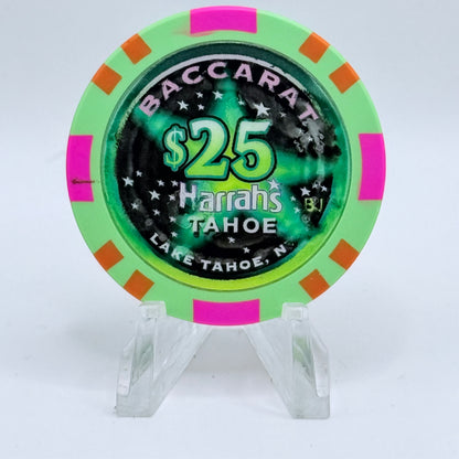 Harrah's Lake Tahoe Nevada 2000 'Baccrat' $25 Casino Chip V6863