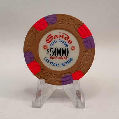 Sands Las Vegas Nevada 1970s 'Baccarat' $5000 Casino Chip V6540