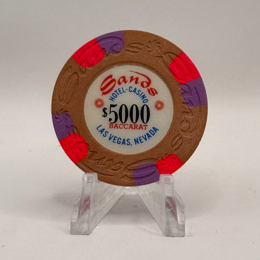 Sands Las Vegas Nevada 1970s 'Baccarat' $5000 Casino Chip V6540
