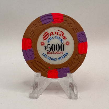 Sands Las Vegas Nevada 1970s 'Baccarat' $5000 Casino Chip V6540