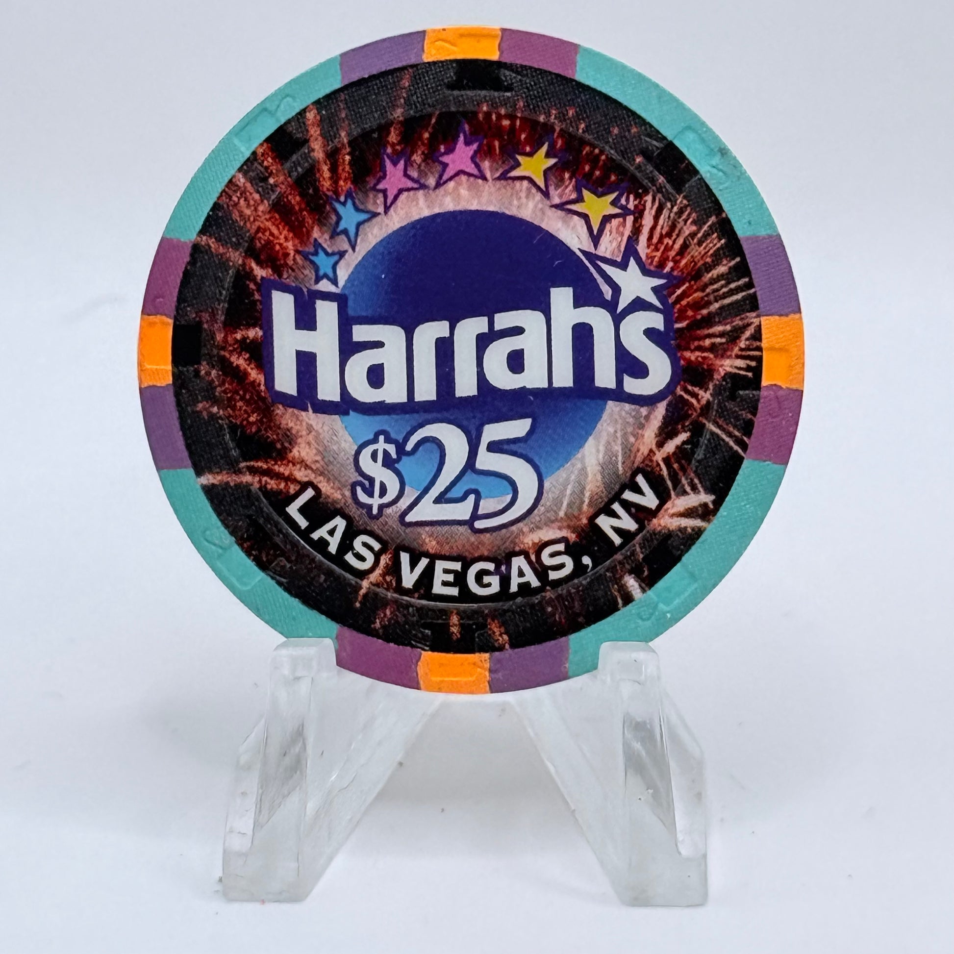 Harrah's Las Vegas Nevada 2007 'Happy New Year' LE $25 Casino Chip E5837