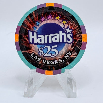 Harrah's Las Vegas Nevada 2007 'Happy New Year' LE $25 Casino Chip E5837
