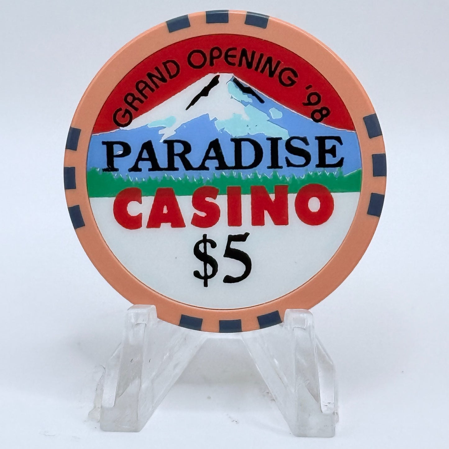 Paradise Casino Tacoma Washington 1999 'Grand Opening' $5 Casino Chip