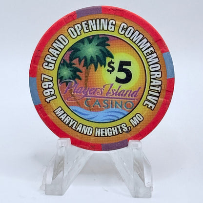 Players Island Casino Maryland Heights Missouri 1997 'Grand Opening' LE $5 Casino Chip