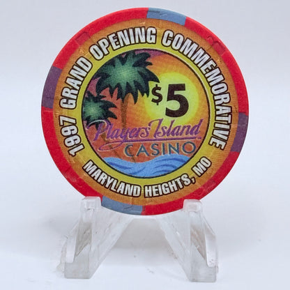 Players Island Casino Maryland Heights Missouri 1997 'Grand Opening' LE $5 Casino Chip