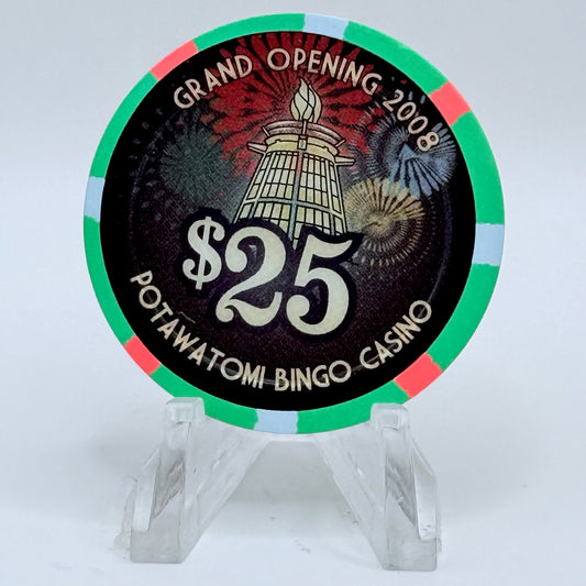 Potawatomi Casino Milwaukee Wisconsin 2008 'Grand Opening' LE $25 Casino Chip
