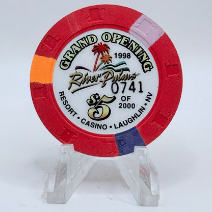 River Palms Laughlin Nevada 1998 'Grand Opening' LE $5 Casino Chip V3311