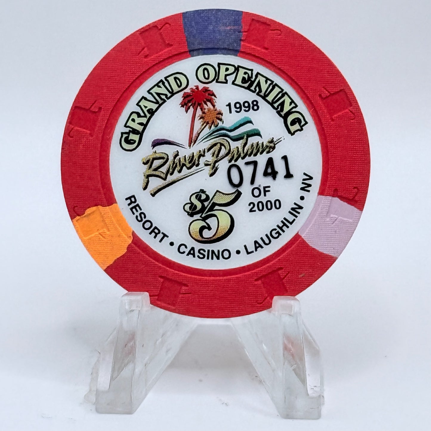 River Palms Laughlin Nevada 1998 'Grand Opening' LE $5 Casino Chip V3311