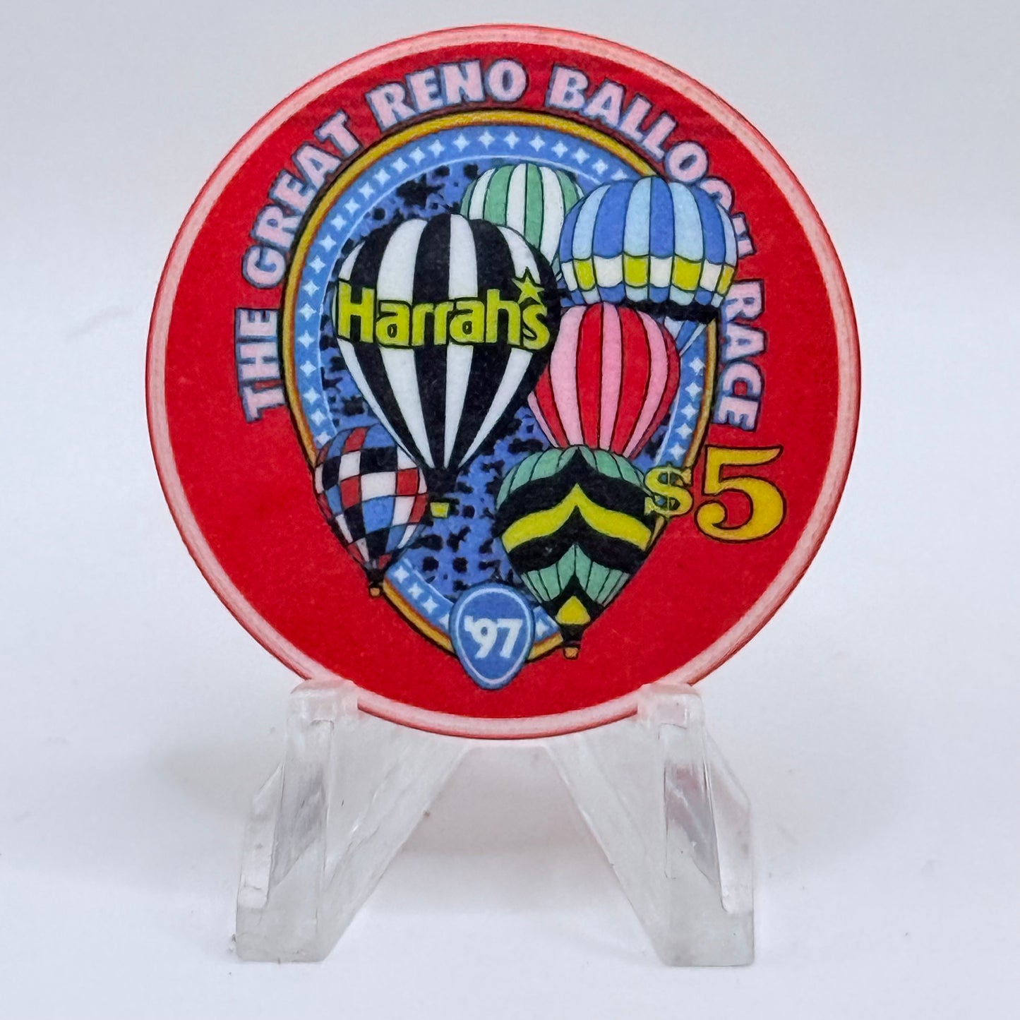 Harrah's Reno Nevada 1997 'Great Reno Ballon Race' LE $5 Casino Chip