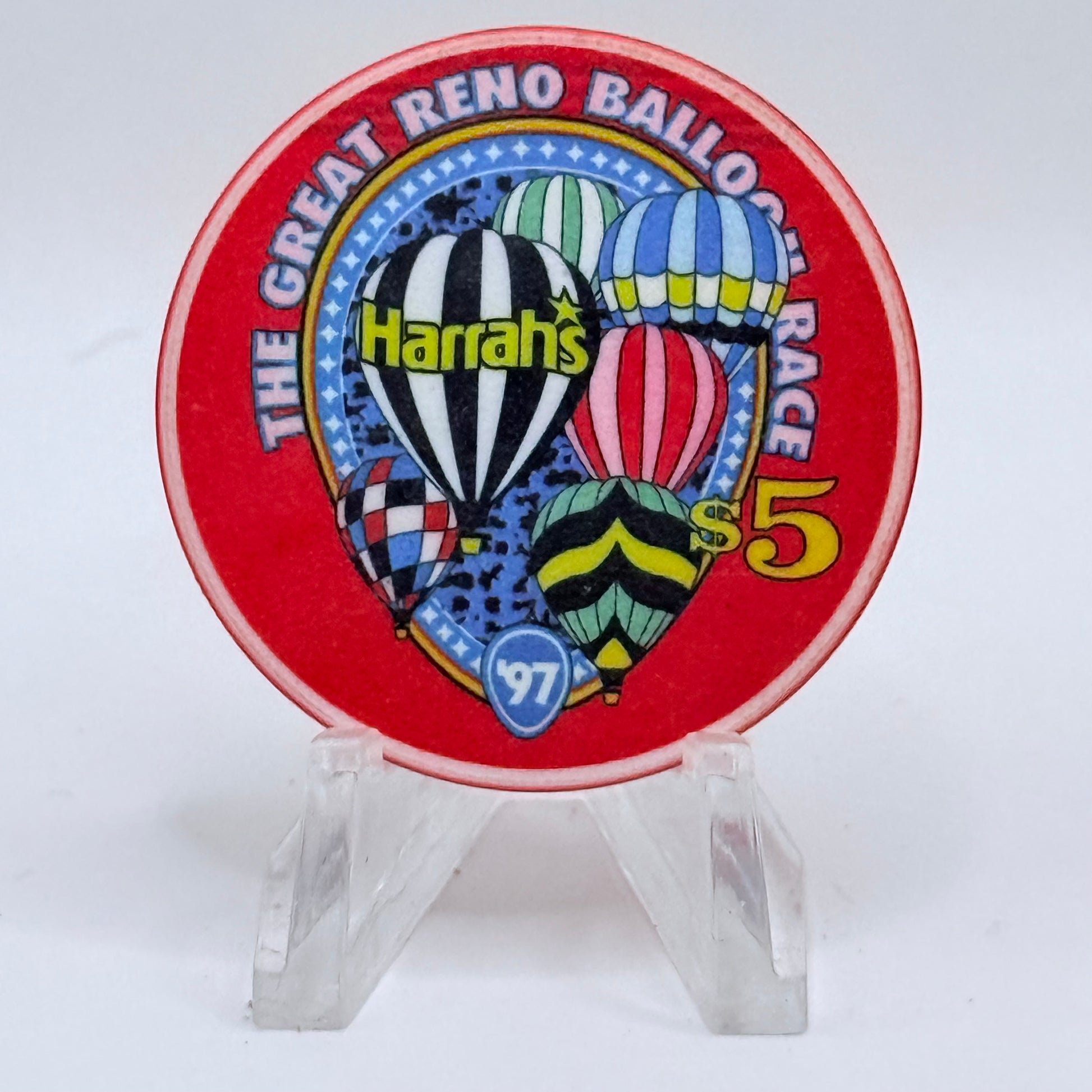 Harrah's Reno Nevada 1997 'Great Reno Ballon Race' LE $5 Casino Chip
