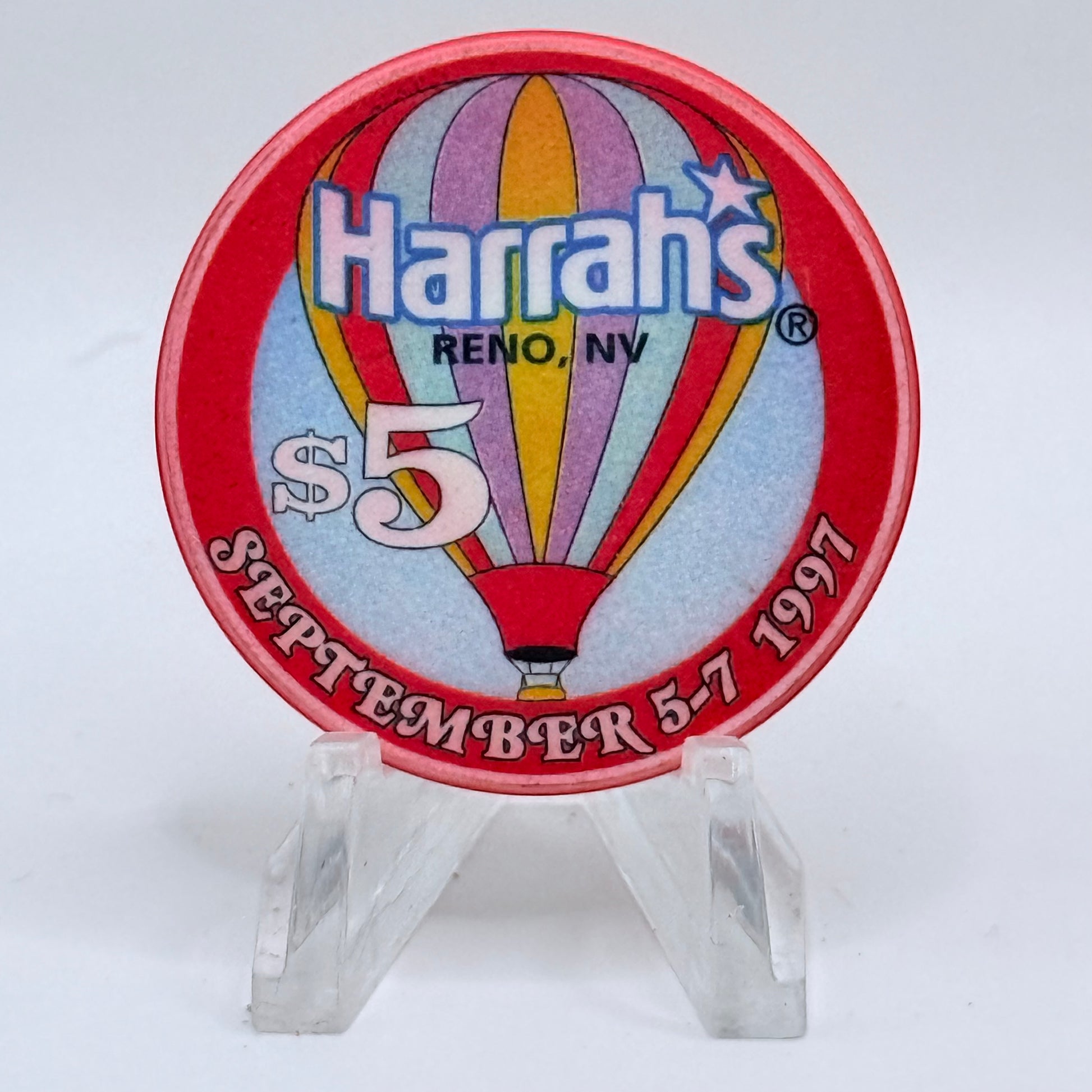 Harrah's Reno Nevada 1997 'Great Reno Ballon Race' LE $5 Casino Chip