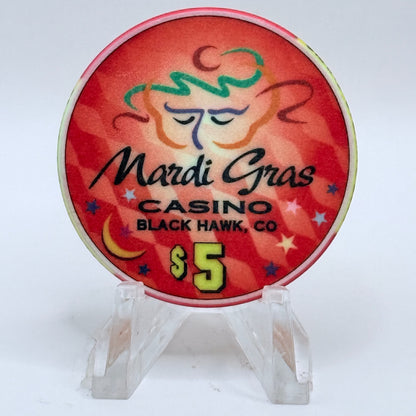 Mardi Gras Casino Black Hawk Colorado 2000 'Grand Opening' LE $5 Casino Chip