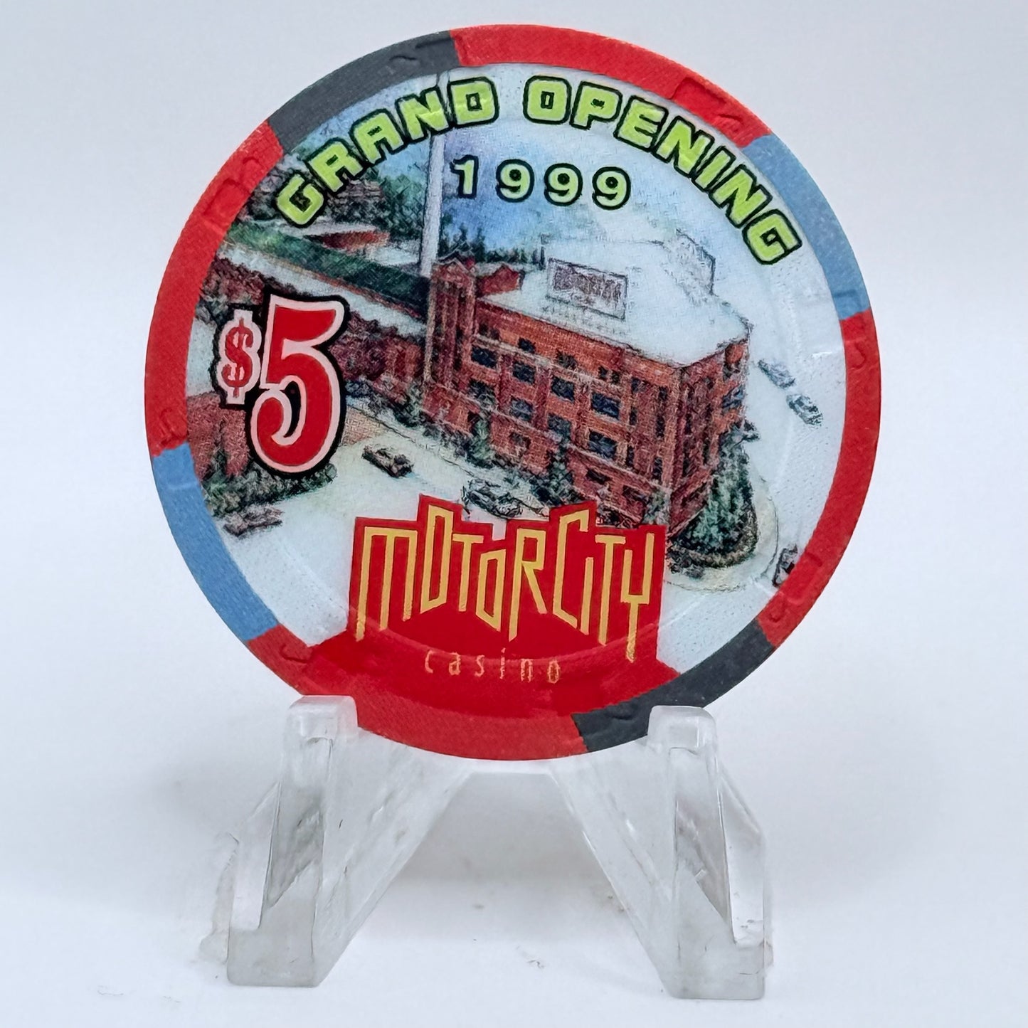 Motor City Casino Detroit Michigan 1999 'Grand Opening' LE $5 Casino Chip