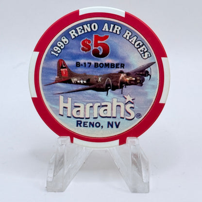 Harrah's Reno Nevada 1998 'Reno Air Races' LE $5 Casino Chip V2711