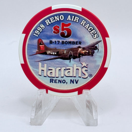 Harrah's Reno Nevada 1998 'Reno Air Races' LE $5 Casino Chip V2711