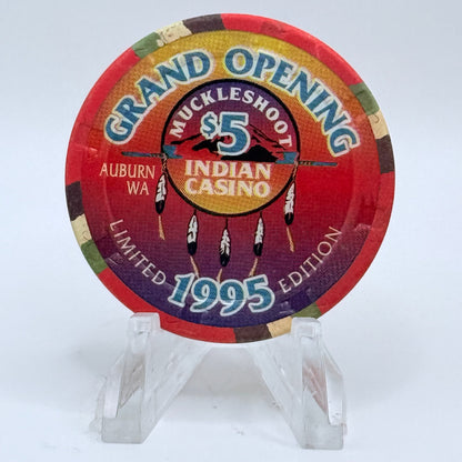 Muckleshoot Indian Casino Auburn Washington 1995 'Grand Opening' LE $5 Casino Chip