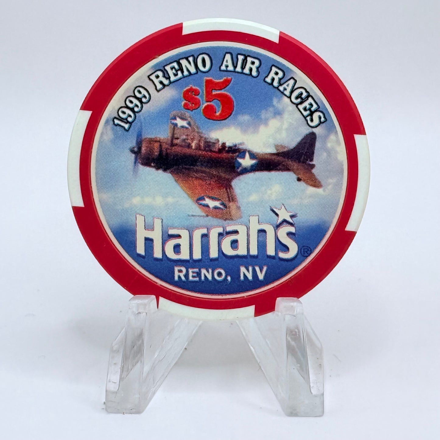 Harrah's Reno Nevada 1999 'Reno Air Races' LE $5 Casino Chip V4482