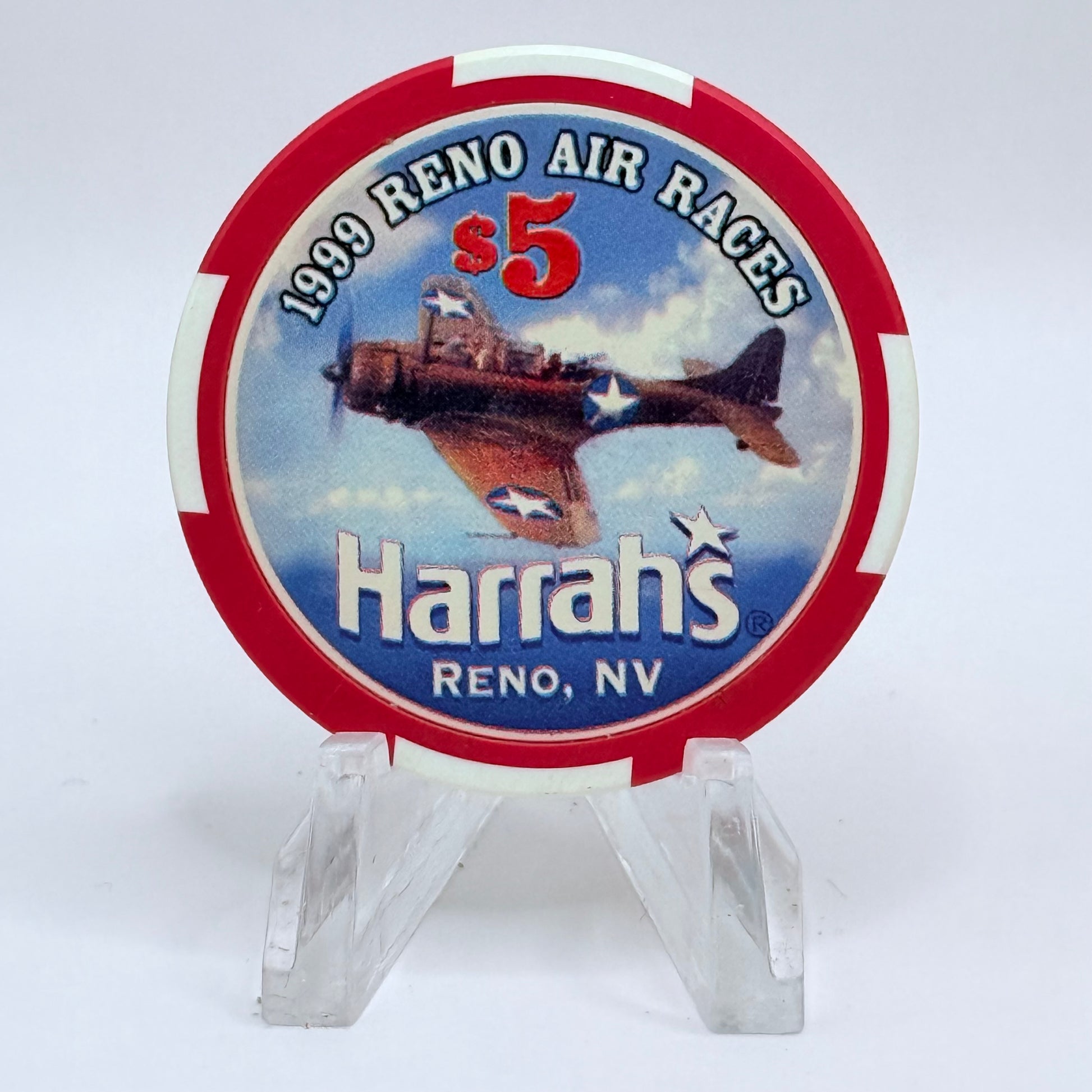 Harrah's Reno Nevada 1999 'Reno Air Races' LE $5 Casino Chip V4482