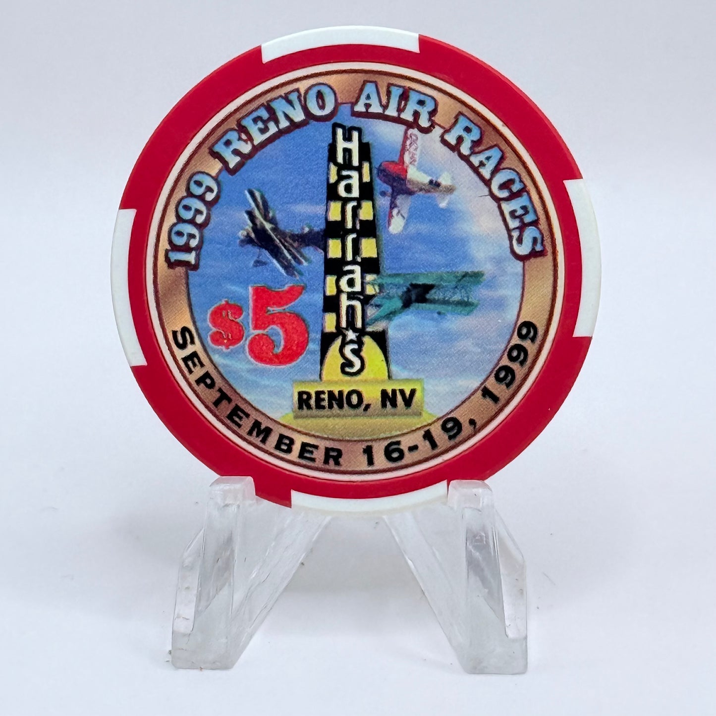 Harrah's Reno Nevada 1999 'Reno Air Races' LE $5 Casino Chip V4482