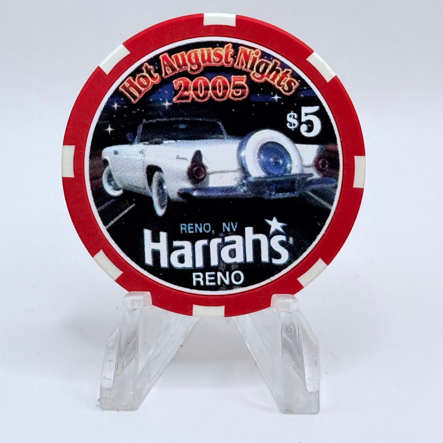 Harrah's Reno Nevada 2005 'Hot August Nights, 1955 Ford Thunderbird' LE $5 Casino Chip E8556