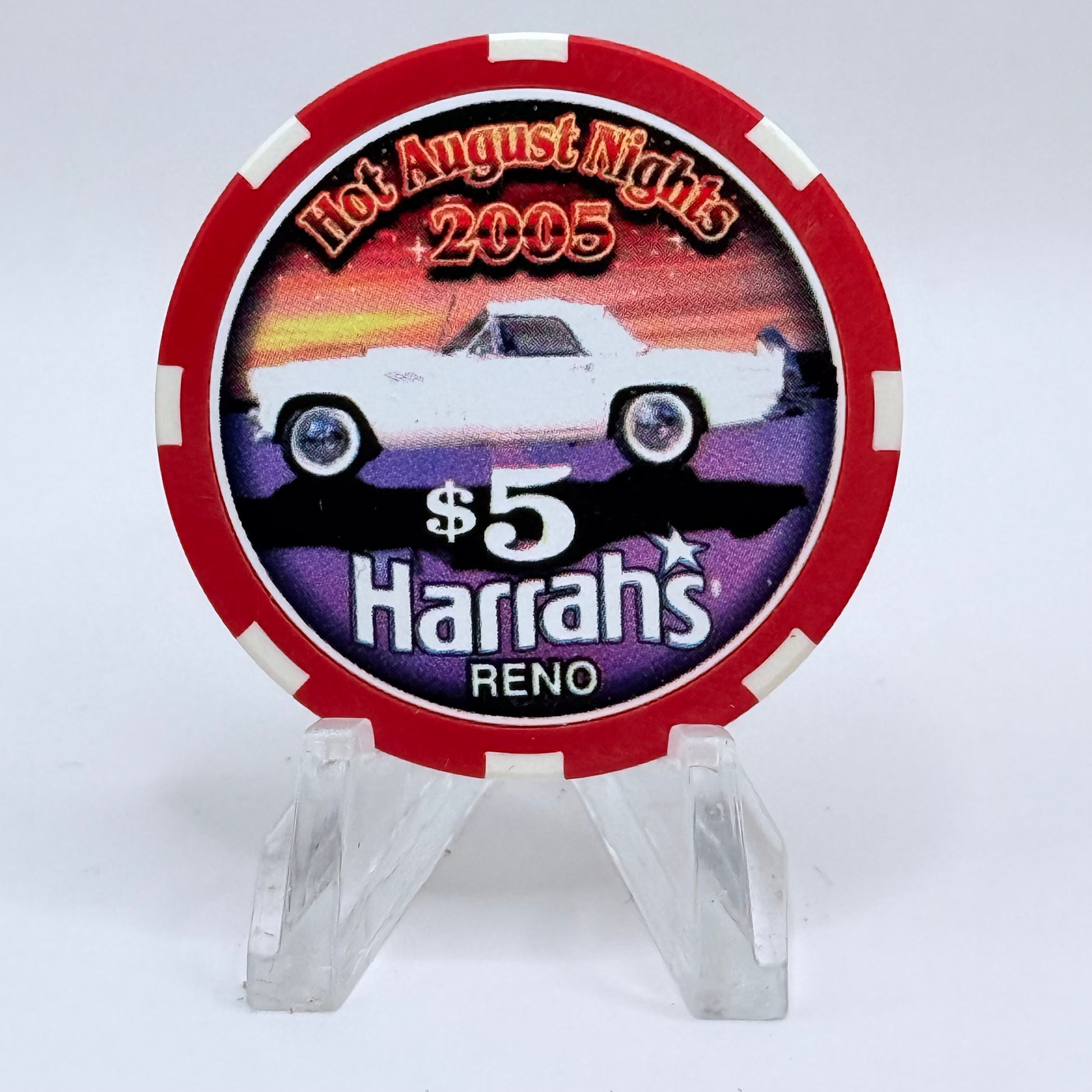 Harrah's Reno Nevada 2005 'Hot August Nights, 1955 Ford Thunderbird' LE $5 Casino Chip E8556