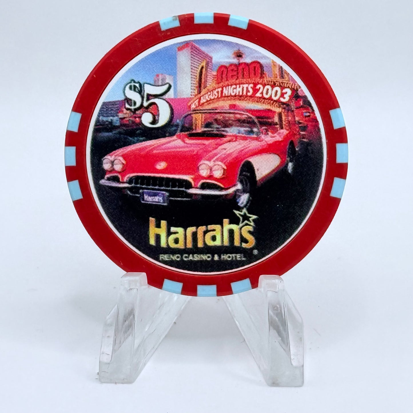 Harrah's Reno Nevada 2003 'Hot August Nights' LE $5 Casino Chip E1007